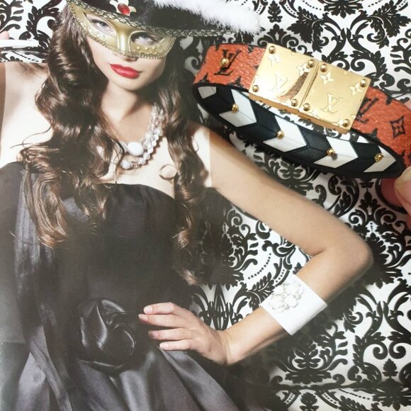 Louis Vuitton Leather Cuff Gold Double Face Unisex Bangle Bracelet Accessory - Picture 3 of 9